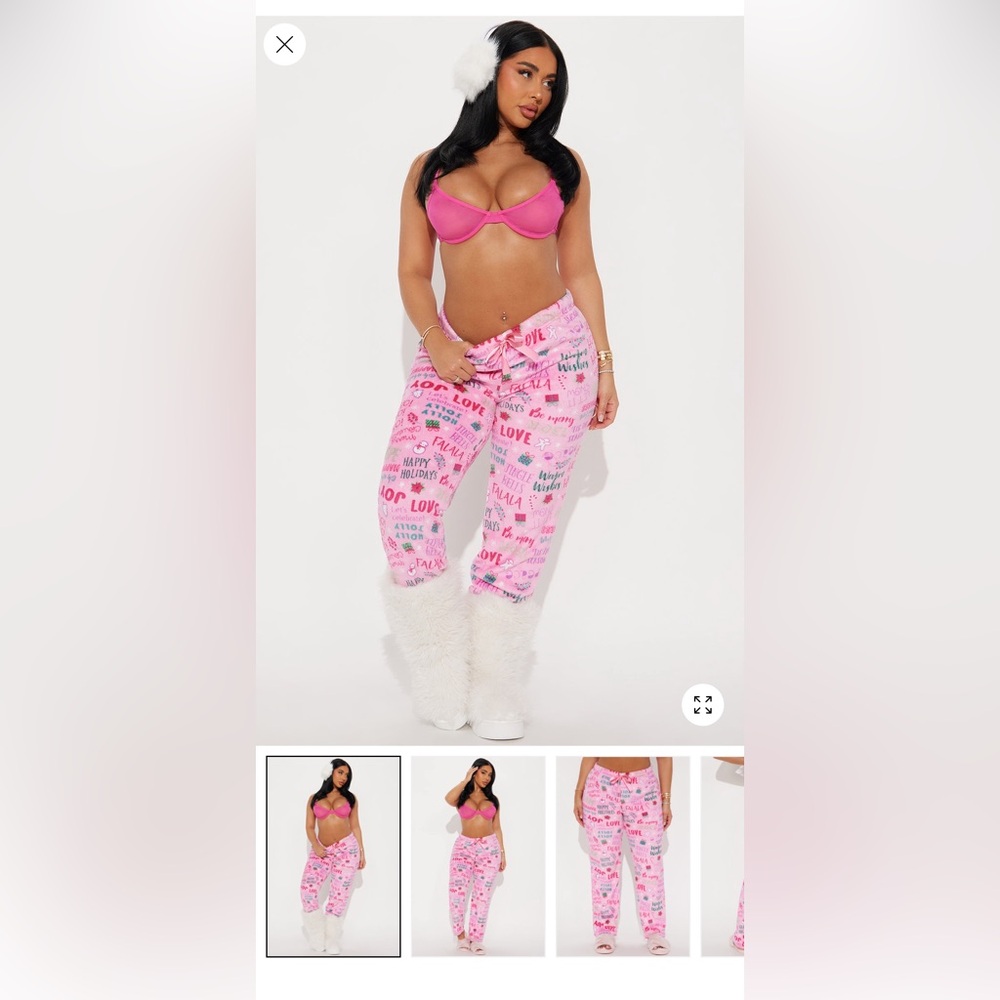 Festive Pink Plush Woman’s Pajamas Pants
